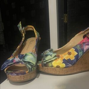 CL by Laundry Multicolor Floral Wedge Sandals